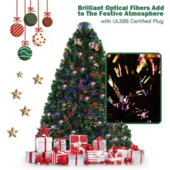 Costway 3Ft Pre-Lit Fiber Optic PVC Christmas Tree Tabletop Plastic