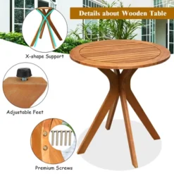 Costway 27'' Outdoor Round Table Solid Wood Coffee Side Bistro Table -Costway GUEST 6f72fa78 0b8c 48f7 be00 32ff2e64ad7f