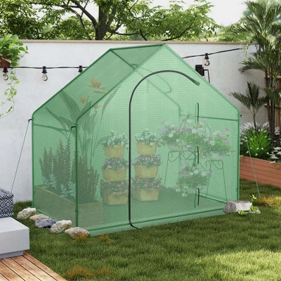 Costway 6 X 3 X 5.5FT Mini Walk-in Greenhouse With PE Cover Rustproof PE-Coated Metal Frame 3 Costway 6 X 3 X 5.5FT Mini Walk-in Greenhouse With PE Cover Rustproof PE-Coated Metal Frame