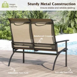 Costway 2-Person Patio Garden Bench With High Back And Armrests 880 Lbs Weight Capacity -Costway GUEST 6fa09fe3 cdff 493d 8731 1df241237569