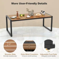 Costway 9 Pieces Patio Rattan Dining Set With Acacia Wood Table, 1.9" Umbrella Hole -Costway GUEST 6fc98c52 7f80 407d 884c 09a247275be8