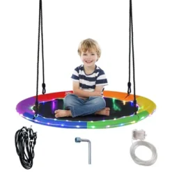 Costway 40'' Saucer Tree Swing 660 LBS For Kids Adults Outdoor With LED Lights Rainbow Color/Blue 23 Costway 40'' Saucer Tree Swing 660 LBS For Kids Adults Outdoor With LED Lights Rainbow Color/Blue -Costway GUEST 6fef6f9b 4179 4aa3 97e1 d5364f6492da