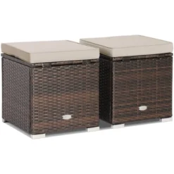 Costway 2PCS Patio Rattan Ottomans Seat Side Table Storage Box Footstool With Cushions Red/Grey/Black 25 Costway 2PCS Patio Rattan Ottomans Seat Side Table Storage Box Footstool With Cushions Red/Grey/Black -Costway GUEST 6ffcab47 7fc6 4b77 bb73 7f7045536d4d