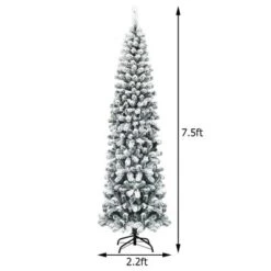 Costway 4.5/6/7.5 Ft Pre-lit Snow Flocked Artificial Pencil Christmas Pine Tree With 150/250/350 LED Lights -Costway GUEST 70195a40 8b32 4c43 b452 f53fa512a8ab