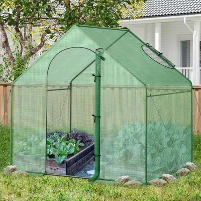 Costway 6 X 3 X 5.5FT Mini Walk-in Greenhouse With PE Cover Rustproof PE-Coated Metal Frame 5 Costway 6 X 3 X 5.5FT Mini Walk-in Greenhouse With PE Cover Rustproof PE-Coated Metal Frame - Image 3