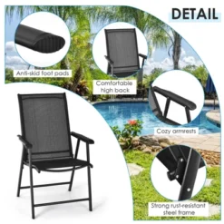 Costway 4PCS Patio Folding Dining Chairs Portable Camping Armrest Garden Black 18 Costway 4PCS Patio Folding Dining Chairs Portable Camping Armrest Garden Black -Costway GUEST 704cbc4c 91eb 4937 bb6e c3ec1b893740