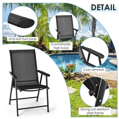 Costway 4PCS Patio Folding Dining Chairs Portable Camping Armrest Garden Black 10 Costway 4PCS Patio Folding Dining Chairs Portable Camping Armrest Garden Black - Image 8