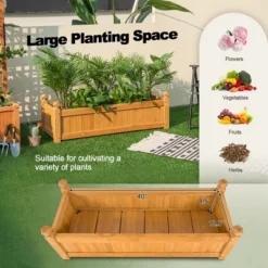 Costway Wooden Rectangular Planter Box Raised Garden Bed For Plants With 4 Corner Drainage 16 Costway Wooden Rectangular Planter Box Raised Garden Bed For Plants With 4 Corner Drainage -Costway GUEST 70607488 62ab 41bc 897b e521de99ad81