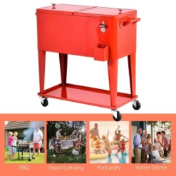 Costway 80-quart Cooler Beer Cart Outdoor Entertaining Rolling Party Steel Bar Bistro -Costway GUEST 709ffc5d b85b 4638 838f 05ee0eb3f3f3