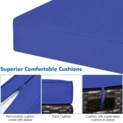 Costway 2PCS Patio Rattan Ottoman Cushioned Seat Foot Rest Coffee Table Furniture Garden Navy -Costway GUEST 70ac561b d8b3 4691 ba85 f21f1fca9da2