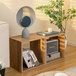 Costway 2PCS Stackable Storage Cube Free-standing Storage Organizer Bookcase For Bedroom White/Natural -Costway GUEST 70bd3325 016e 4e02 b631 f6d09e6e6223