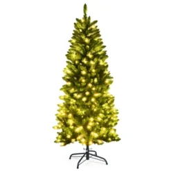 Costway 5/6/7 Ft Pre-lit Artificial Pencil Christmas Tree Hinged Fir PVC Tree With 150/250/350 LED Lights -Costway GUEST 70e1df5b 26d7 4fd7 a2d9 58a8931a983f