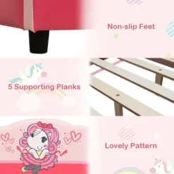 Costway Kids Children Upholstered Platform Toddler Bed Pink -Costway GUEST 714552d3 6eb9 4da6 b65f b2aaeb69f0f3