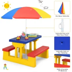 Costway Kids Picnic Table Set W/Removable Umbrella Indoor Outdoor Garden Patio 14 Costway Kids Picnic Table Set W/Removable Umbrella Indoor Outdoor Garden Patio -Costway GUEST 717828dc 67e8 4558 8b83 36122303d1fe