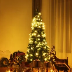 Costway 5ft Snow Flocked Unlit Pencil Christmas Tree Hinged Pine Cones -Costway GUEST 71b17ea7 ef6d 416b 8d2f 9118d198e5b2