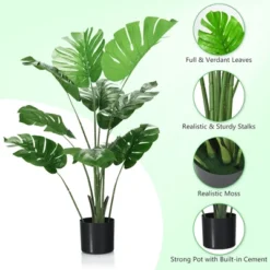 Costway 4FT Artificial Monstera Deliciosa Plant Palm Tree W/ Cement-Filled Pot Indoor Outdoor -Costway GUEST 71bbc665 4312 42de a14c 64bd4801feb3