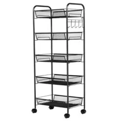 Costway 5 Tier Mesh Rolling File Utility Cart Storage Basket Home Office Kitchen Black -Costway GUEST 71c13342 ed50 4e78 a8c3 adc10f3e60ce
