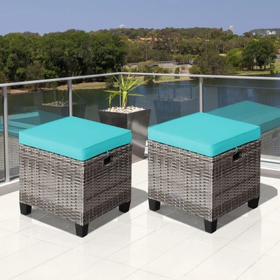 Costway 2PCS Patio Rattan Cushioned Ottoman Seat Foot Rest Table 15 Costway 2PCS Patio Rattan Cushioned Ottoman Seat Foot Rest Table - Image 13