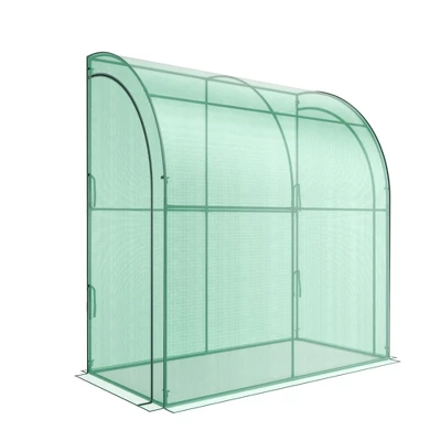 Costway 7'x 3.5'x 7' Lean-to Greenhouse Portable Wall House With Green PE Cover And Shelf 8 Costway 7'x 3.5'x 7' Lean-to Greenhouse Portable Wall House With Green PE Cover And Shelf - Image 6