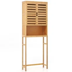 Costway Over The Toilet Storage Cabinet Tall Bathroom Bamboo Shelf Organizer Space Saver -Costway GUEST 720e6ea9 f609 4700 957d dd4f3184af0b