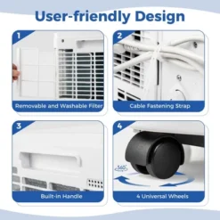 Costway Portable Air Conditioner 8000 BTU 3 In 1 AC Unit With Fan & Dehumidifier Sleep Mode 5100 BTU(8000BTU ASHRAE)