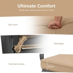 Costway Patio 2-Person Glider Bench Rocking Loveseat Cushioned Armrest Brick RedBeigeBlue -Costway GUEST 725a6481 cca0 4919 8acb a946c1e44151