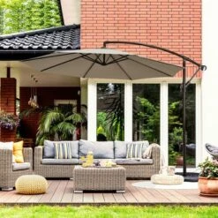 Costway 10FT Patio Offset Hanging Umbrella Easy Tilt Adjustment 8 Ribs Backyard BurgundyBeigeTanBlue -Costway GUEST 72940317 9f71 4a23 9767 c701c90ff87a