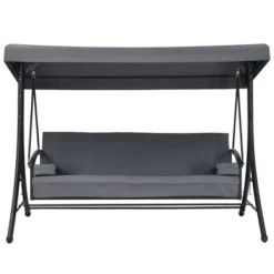 Costway Patio 3-Seat Porch Canopy Swing Converting Grey Cushion Pillow Adjust -Costway GUEST 72adffd4 7572 4513 a12a 5a32ef778e97