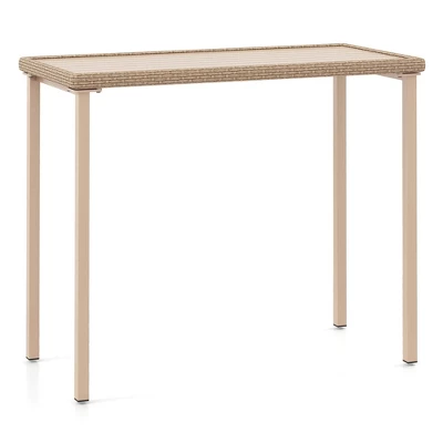 Costway 48" Outdoor Counter Height Table Patio Bar Table Heavy Duty Rectangle Metal Frame 10 Costway 48" Outdoor Counter Height Table Patio Bar Table Heavy Duty Rectangle Metal Frame - Image 8