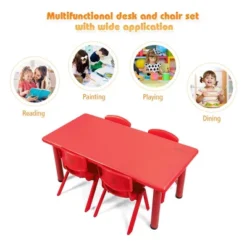 Costway Kids Plastic Rectangular Learn And Play Table Playroom Kindergarten Home Red -Costway GUEST 72f3058c 5824 46ca acf0 39391ff79162