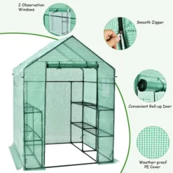 Costway Walk-in Greenhouse 56''x56''x77'' Gardening W/Observation Windows 2 Tier 8 Shelves -Costway GUEST 73620d5e 81f3 43bc 8ef7 3b1b6d96155c