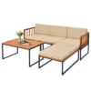 Costway 5 PCS Patio Furniture Set Acacia Wood Sectional Set With Seat & Back Cushions -Costway GUEST 737061b2 25c7 4304 a66f b823c57c31ce