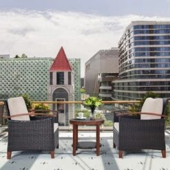 Costway 3PCS Patio Wicker Sofa Set Acacia Wood Frame With Beige &Turquoise Cushion Covers 13 Costway 3PCS Patio Wicker Sofa Set Acacia Wood Frame With Beige &Turquoise Cushion Covers -Costway GUEST 73a78c93 5998 4149 bca5 2b09d53620ac