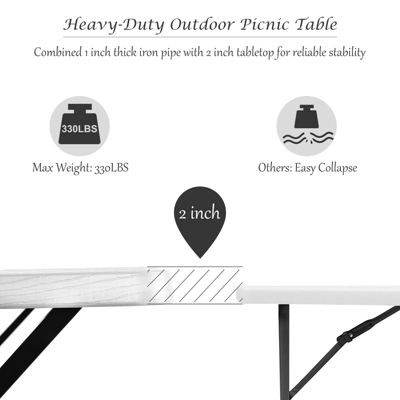 Costway Picnic Table Bench Set Outdoor Backyard Patio Garden Party Dining All Weather White 11 Costway Picnic Table Bench Set Outdoor Backyard Patio Garden Party Dining All Weather White - Image 9
