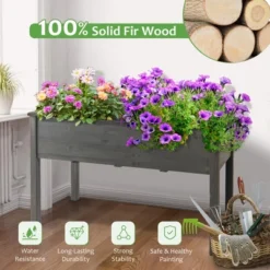 Costway Wooden Raised Vegetable Garden Bed Elevated Grow Vegetable Planter Grey -Costway GUEST 73e8495d e4fc 46cc 90e6 45072d23160a