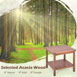 Costway Patio Acacia Wood Side Table 2-Tier Square End Table Porch Poolside Natural -Costway GUEST 7425d5ba 3a31 4ad9 9c1f 261bc2311811