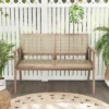 Costway Indonesia Teak Wood Garden Bench 2-Person Bench With Armrests Natural Rattan Backrest & Seat 1 Costway Indonesia Teak Wood Garden Bench 2-Person Bench With Armrests Natural Rattan Backrest & Seat -Costway GUEST 744935f8 4a60 4c4f 96b2 658ecc0c2897