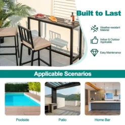 Costway 3PCS Outdoor Metal Bar Table & Chairs Set Patio Dining Table Set With Cushion 10 Costway 3PCS Outdoor Metal Bar Table & Chairs Set Patio Dining Table Set With Cushion -Costway GUEST 7465c2b6 b5c5 4d14 b8de e26c61a86fcd