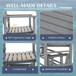 Costway Patio Glider Loveseat Chair Swing Rocking Bench With Slatted Seat & Curved Backrest White/Natural/Gray -Costway GUEST 747e5754 edb9 4a0b 833a 3eea9e1dfe39