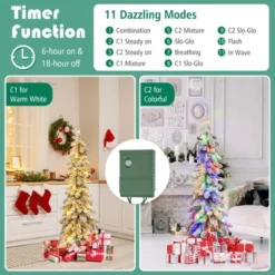 Costway 4 FT/5FT/6FT Pre-Lit Slim Christmas Tree Flocked Xmas Decoration 11 Modes 100 LED Lights 18 Costway 4 FT/5FT/6FT Pre-Lit Slim Christmas Tree Flocked Xmas Decoration 11 Modes 100 LED Lights -Costway GUEST 748c4219 e922 456f a04d 77be4d2894c8