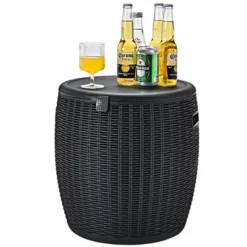 Costway 9.5 Gallon 4-in-1 Patio Rattan Cool Bar Cocktail Table Side Table BrownBlack -Costway GUEST 75117242 487f 41df 9889 e7a684d1b2fa