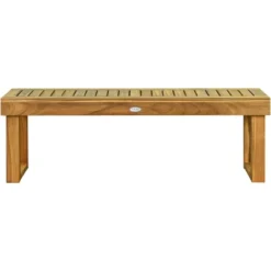 Costway 1/2 PCS 52" Outdoor Acacia Wood Dining Bench Chair Seat Slat With Bar -Costway GUEST 75238e77 7961 4978 89e2 3dacba98d754