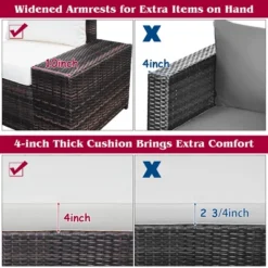 Costway 6PCS Rattan Furniture Set Conversation Cushioned Sofa Armrest Garden TurquoiseWhite -Costway GUEST 7526eb60 6a22 4aca 9922 8bb63d644e48