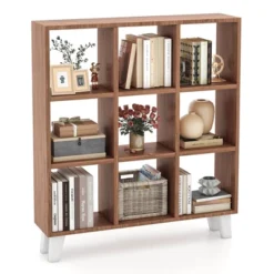 Costway 1 PCS 9-Cube Bookcase With 6 Removable Shelves Raised Support Feet For Living Room Brown/White -Costway GUEST 753e1177 2cb9 4f2b b585 a241f739149b