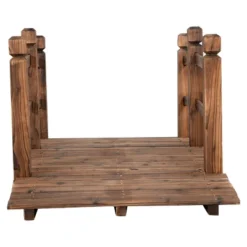 Costway 5' Wooden Bridge Stained Finish Decorative Solid Wood Garden Pond Arch Walkway -Costway GUEST 754dd40f 61e8 4b6f 9df5 f3bc1f48c26f