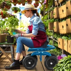 Costway Rolling Garden Cart Heavy Duty Workseat With 360° Swivel Seat & Adjustable Height Blue/Red/Green -Costway GUEST 75e74757 8d28 47c2 aa71 d5817b770cf3