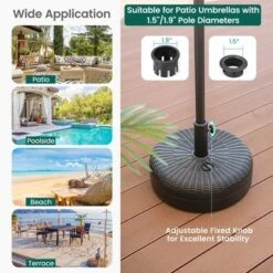 Costway 18'' Patio Fillable Round Umbrella Base Stand Holder Fit Pole 1.5''/1.9'' Weighted -Costway GUEST 7615089f 9743 4fef ba36 3f7e16566a84