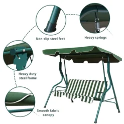 Costway 3 Seats Patio Backyard Canopy Steel Frame Swing Glider Hammock Cushioned -Costway GUEST 7646fb7c 5539 4328 96ae e54fc8f172fd