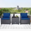 Costway 3PCS Patio Wicker Furniture Set With Beige & Navy Cushion Covers Balcony -Costway GUEST 765f0cd3 a7ea 4d2c 8023 1be3406119de