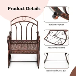 Costway Patio Rocking Chair Art Scroll Rocker Backrest Armrests Antique Copper Backyard 20 Costway Patio Rocking Chair Art Scroll Rocker Backrest Armrests Antique Copper Backyard -Costway GUEST 76972592 09c1 44d3 b7ef 53009f9f41bf